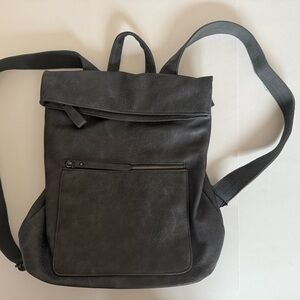 Slouchy Grey Vegan Leather Backpack Purse